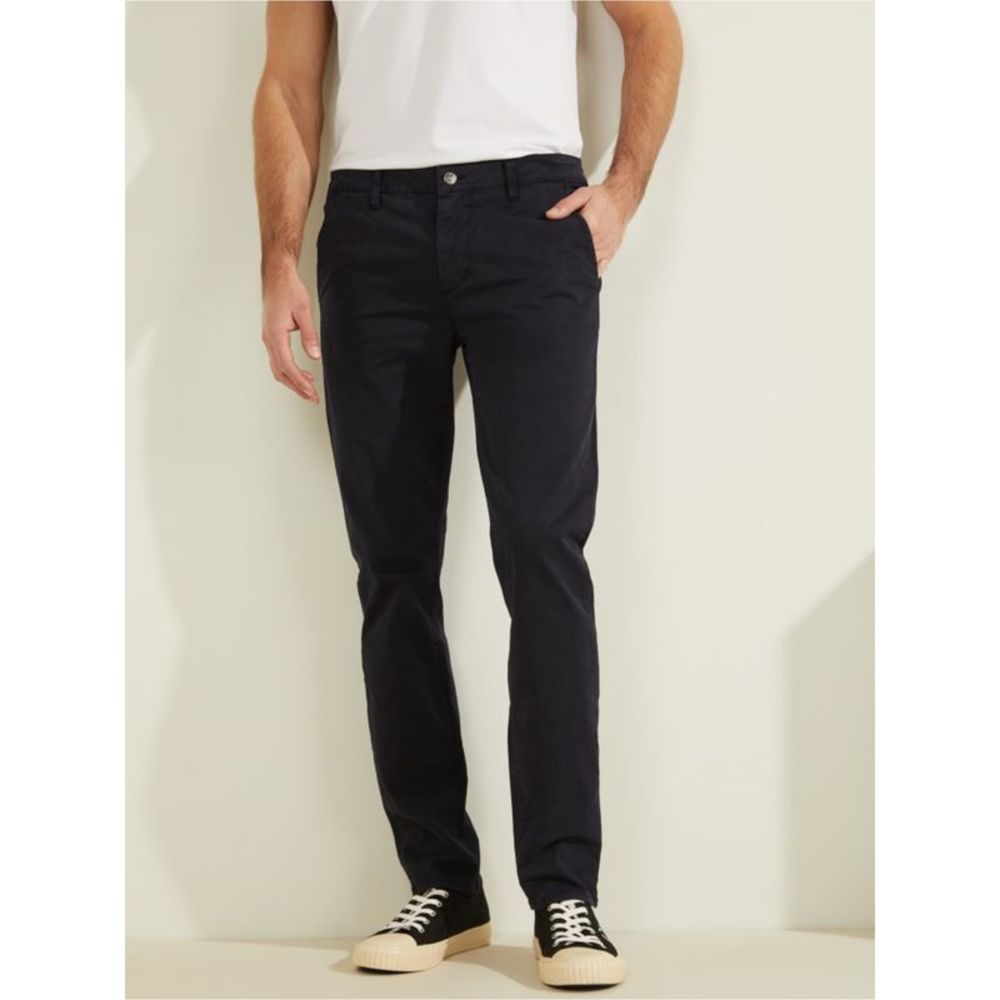 GUESS Mens Blue Slim Fit Cotton Blend Chino Pants 36W\32L